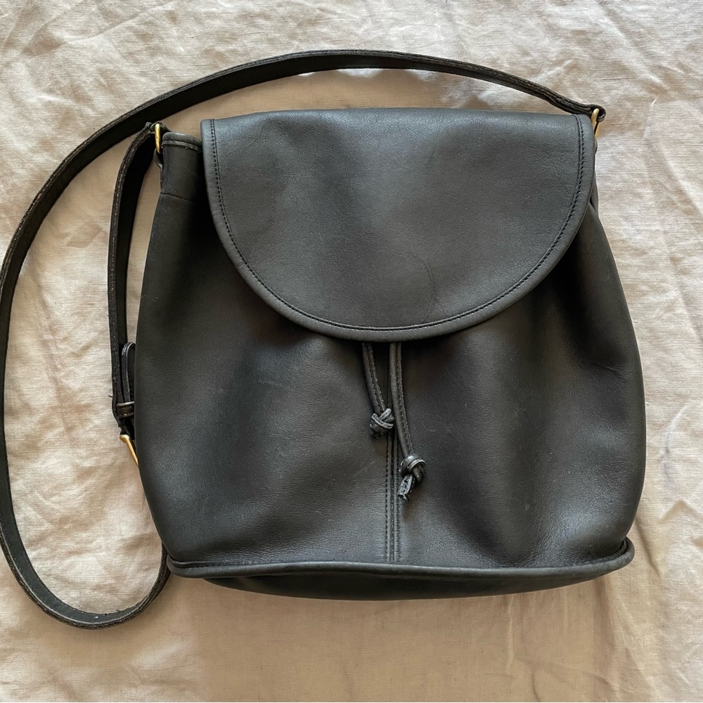 Coach Legacy Black Leather drawstring flap Bag